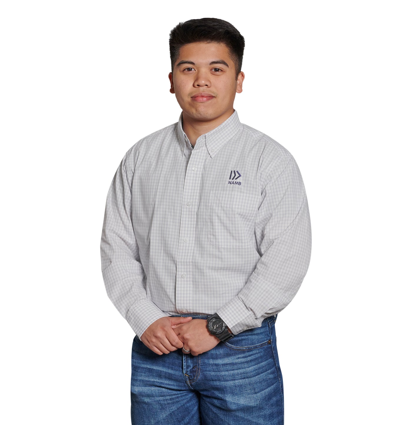 NAMB Port Authority Gingham Button Down (White)