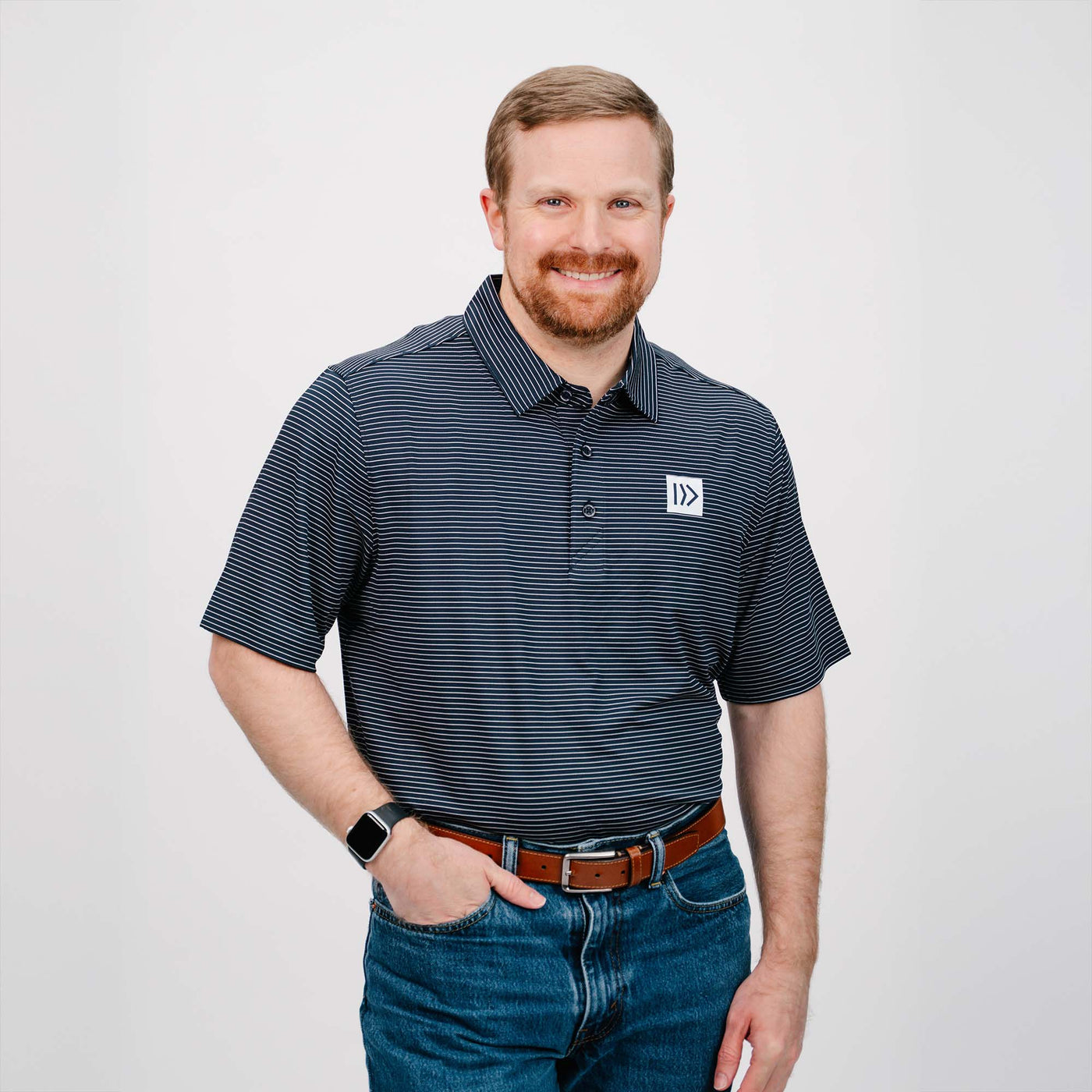 NAMB Brandmark Navy Cutter & Buck Stripe Polo