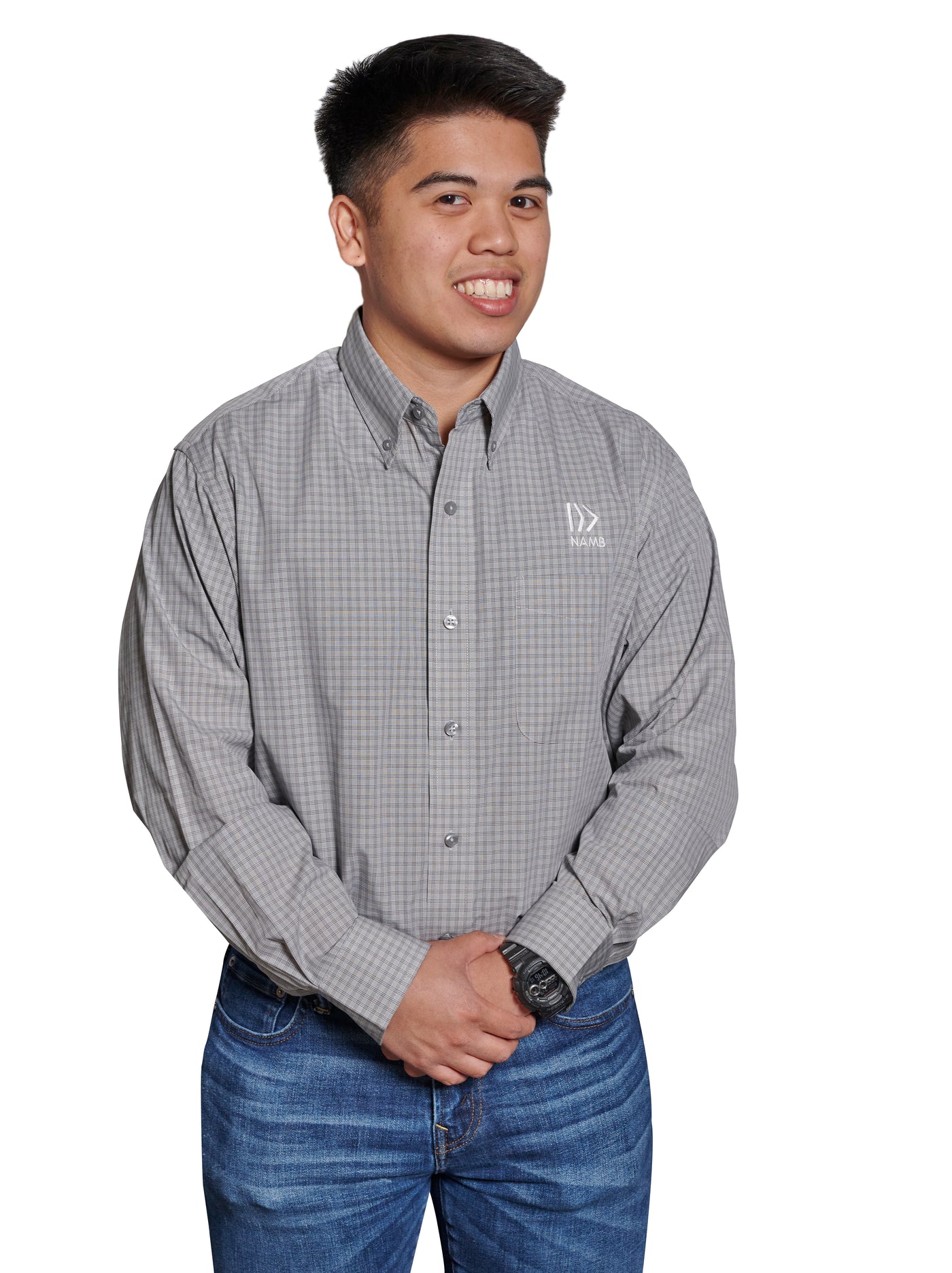 NAMB Port Authority Gingham Button Down (Gray)